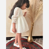 پیراهن دخترانه عروسکی دانتل وارداتی مناسب 3 ماه تا 2 سال